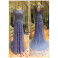 Top Sale EU 32-40 Heavy Beading Sky Blue Evening Dress